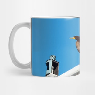 Double-crested Cormorant Stretching On a Light Pole Mug